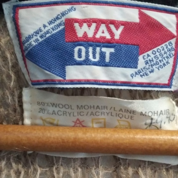 Vintage WAY OUT Mohair Striped Long Sleeve Open Front Cardigan Sweater Size M - Picture 5 of 7